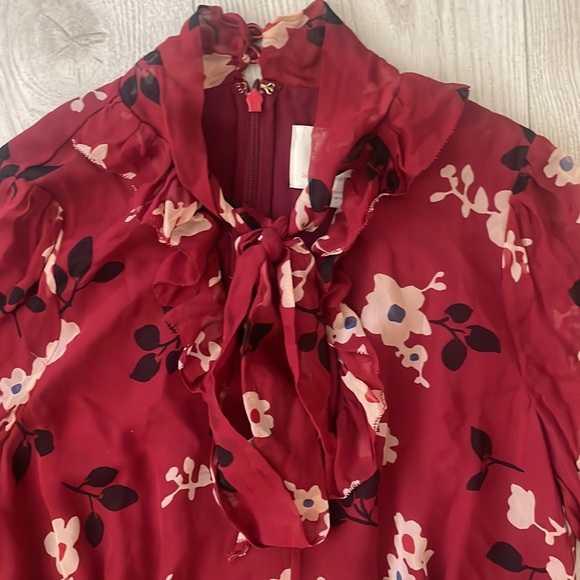 Kate Spade Floral Chiffon Dress with Neck Tie Size 8 - Picture 3 of 10